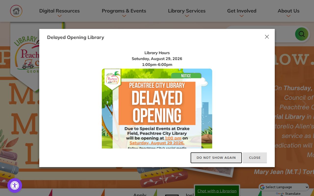 Peachtree City Library catalog and local history access page