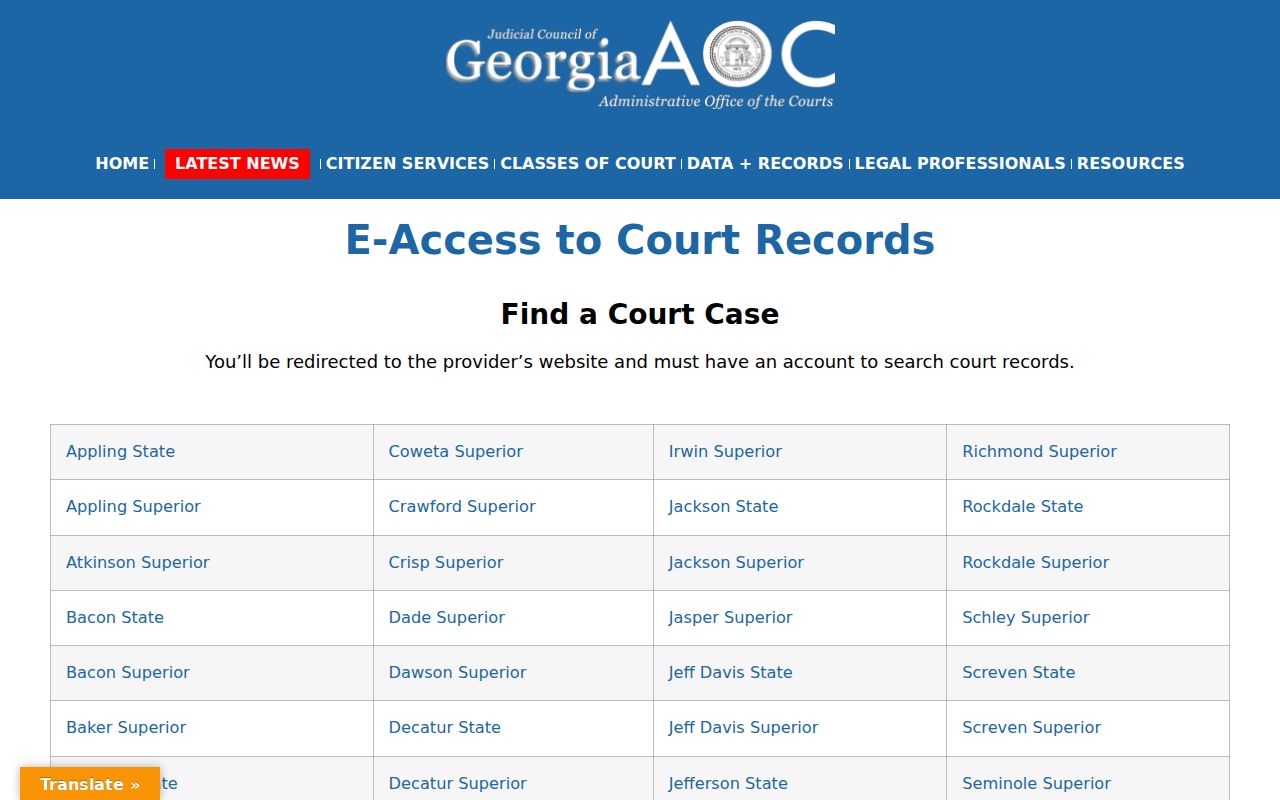 Peachtree City residents directory court record access options