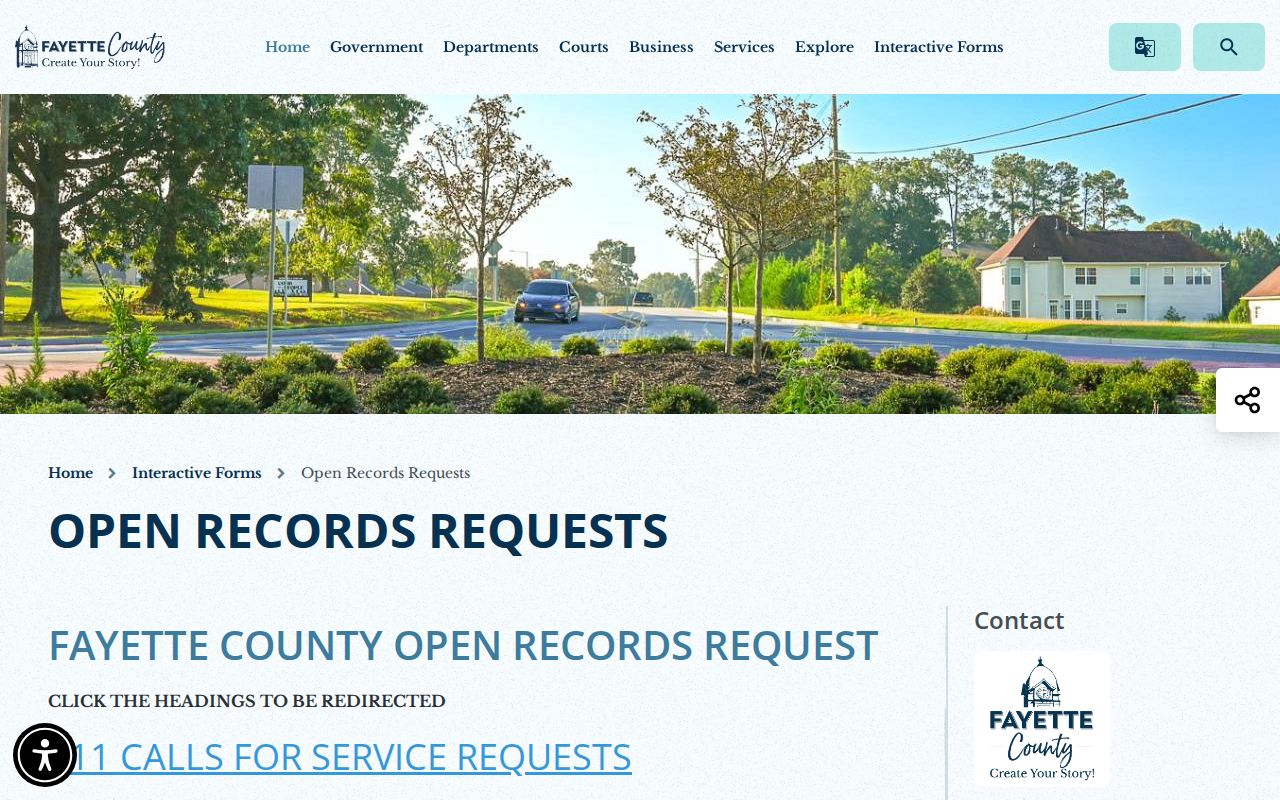 Fayette County open records request routing page
