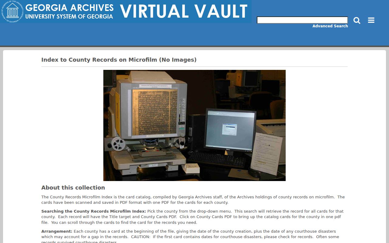 Peachtree City previous residents Georgia Archives microfilm catalog