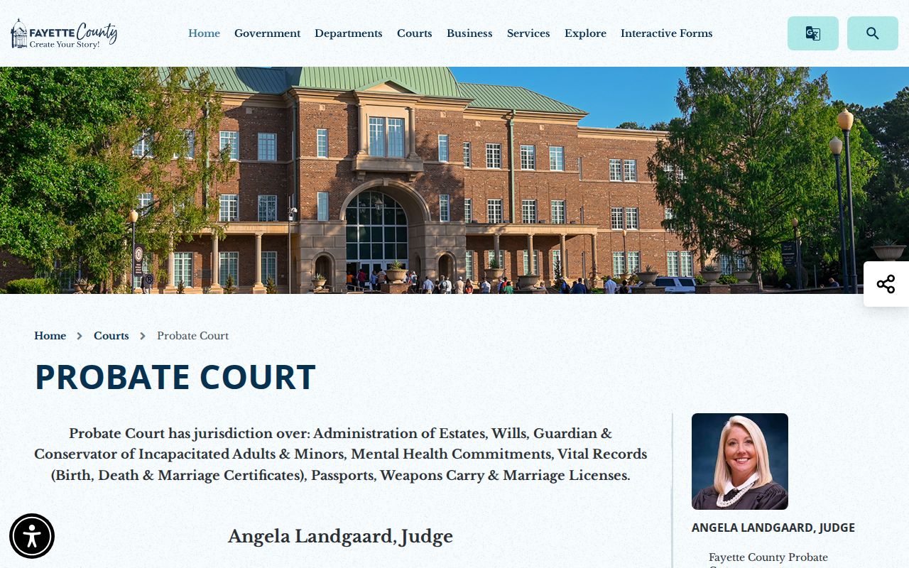 Fayette Probate Court records and services page