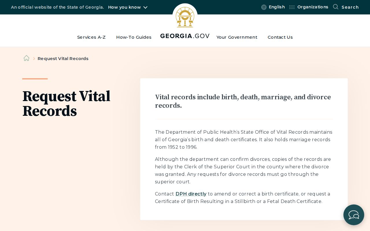 Georgia vital records request portal and ordering methods